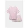 Tezenis Pigiama Corto Mezza Manica Con Taschino Donna Rosa