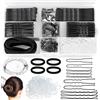 Aucuu Forcine per Capelli, 385 Kit di Forcine per Capelli, con Scatola, Capelli U Fermagli, Bobby Pins, Cerchietti Trasparenti, per Donna Lady Girls Kids(Nero)