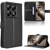 Rojeuinn Cover per Xiaomi 14T Pro 5G custodie,Premium Portafoglio Magnetica Flip Case,Custodia con fibra di carbonio-Nero