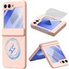 BaiFu Custodia protettiva per lo schermo del Samsung Galaxy Z Flip5, compatibile con Magnetized Ring, Protezione per cerniera, cover magnetica in silicone per Samsung Z Flip 5-Rosa