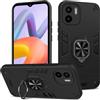 Btstring Cover per Xiaomi Redmi A2 /A1, Grado Militare Custodia con Cavalletto in Metallo Rotante a 360°, Hard PC Back Cover e TPU Bumper Antiurto Case- Nero