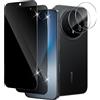 Xunzii Privacy Pellicola Protettiva per Honor Magic8/Magic 8 con HD Protezione Lente Fotocamera [2+2 Pezzi], Durezza 9H Anti Spy Vetro Temperato Film, Anti-Impronte Privacy Schermo Pellicola