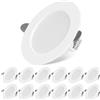 KEJIYILT Faretto da incasso a LED SET di 12, faretto da incasso extra piatto AC175-265V plafoniera piatta rotonda, 7W 700LM equivalente 70W lampada a incandescenza bianco freddo 6000K per bagno soggiorno