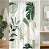 Uiiooazy Tenda Doccia Antimuffa, Tenda da Doccia 120x180cm Verde Salvia Tropicale Foglie di Palma Giungla Tende da Bagno Tessuto Lavabile Impermeabile Poliestere Tende per Vasca da Bagno con 8 Anelli