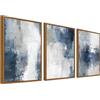 HALFLEMART 3Pcs Stampa su Tela Con Cornice Blu Grigio Bianco Minimalista Quadri su Tela Poster da Parete Nordico Astratto Quadri Moderni Soggiorno Camera da Letto Stampe da Parete Pittura 30x40cmx3pcs