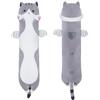 SNOWOLF Gatto Morbido Cuscino Peluche Lungo Tiro per Dormire Cotone Gattino Ripiene Carino Peluche Bambola Giocattolo Regalo per Bambini Fidanzata (Grey, 110cm)