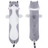 SNOWOLF Gatto Morbido Cuscino Peluche Lungo Tiro per Dormire Cotone Gattino Ripiene Carino Peluche Bambola Giocattolo Regalo per Bambini Fidanzata (Grey, 90cm)