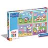 Clementoni - 21516 - Supercolor Puzzle - Peppa Pig - 4 Puzzle da 12,16,20 e 24 Pezzi - Puzzle Bambini 3 Anni, Puzzle Cartoni Animati - Made In Italy