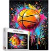 Tucocoo Puzzle da 1000 pezzi di pallacanestro graffiti per adulti, puzzle artistici colorati per attività familiari difficili e impegnative, giochi educativi, fai da te, decorazione per la casa,