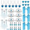 ZXShow Corona e bacchetta magica Elsa accessori 6 set corona e guanti gioielli set perfetto Frozen Dress Up Role Play Party accessori per i fan di Elsa Corona