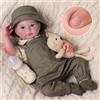 JIZHI Reborn Bambola - 17 Pollice Realistica Bambole Maschio - Occhi Grigi Aperti - Corpo in Tessuto - Bambolotto Neonato con Accessori Adatti a Bambini dai 3 Anni in su