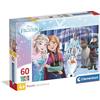 Clementoni - Puzzle per Bambini 60 Pezzi Supercolor, per Bambini 4+ Anni, Illustrazione con Disney Frozen, Idea Regalo, Made in Italy, 33,5x23,5 cm, 26318