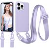 Jrkvniv Cordino Cover Compatible con iPhone 13 Pro Max Case, Necklace Cover Corda Custodia Collana Case Anti Graffio Antiurto Cellulare Bumper Silicone Liquido Shell iPhone 13 Pro Max Tracolla, Viola
