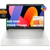 ist computers Laptop HP 14 (14 HD, Intel Celeron N4120, 4 GB RAM, 256 GB di memoria (128 GB eMMC + scheda SD da 128 GB)) Scuola e azienda, durata della batteria 11 ore, Office 365 1 anno, Win 11 Home S w/AI