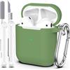 MHYALUDO Custodia per Airpods 1a/2a generazione (2016/2019),Custodia protettiva in morbido silicone per Airpods 1a/2a con LED visibile sulla parte anteriore,con kit di pulizia,Erba verde