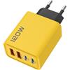 Cushangty 120W Blocco Caricabatterie rapido da muro,Caricatore multiporta USB,Adattatore da parete USB doppio tipo C da 120 W,Caricabatterie da muro multifunzionali per telefoni cellulari, presa a muro