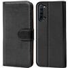 Verco custodia per OPPO Find X2 Lite, Case per OPPO Find X2 Lite Cover PU Pelle Portafoglio Protettiva, Nero