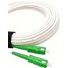 Elfcam - 15m Cavo Fibra Ottica SC/APC per SC/APC Simplex Monomodale 9/125μm LSZH, Compatibile con Fibra FTTH, Bianco,(15M)