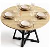 Shally Dogan Tavolo per Sala da Pranzo Tondo Naturale con Ripiano Portaoggetti 120x120x76cm