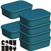 CNKHDZ Set da 6 contenitori con coperchio, contenitori impilabili con coperchio, contenitori in plastica per scaffali, cucina e bagno (Blu, 25.5 * 18 * 7.7cm)