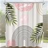 Lerores Tenda da doccia 180 x 200 cm, linea con foglie rosa, orlo appesantito, anti-muffa, impermeabile, lavabile, in poliestere, con 12 occhielli e anelli per tenda da doccia, per bagno, vasca da