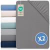 Dreamzie - Set di 2 Lenzuola con Angoli Una Piazza e Mezza 140x190/200 cm | Grigio Antracite · Biancheria da Letto · Microfibra · 30 cm di Altezza · Ultra Morbide · Oeko-TEX · Traspiranti · Senza Stiro