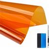 NewL Pellicola autoadesiva per vetri delle finestre, in PET multicolore, protezione UV al 99%, isolamento termico, per auto, case, uffici, negozi, adesivi per finestre (arancione, 30 cm x 200 cm)