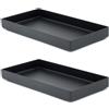 Jarvita Vassoio decorativo in acciaio inox, nero, set da 2 pezzi, per cucina e bagno, rettangolare, vassoio decorativo nero opaco, organizer da bagno, adatto anche come portagioie, decorazione da bagno