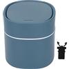 Tyenaza Mini Pattumiera da Tavolo, Bidone per la Pulizia dei Detriti con Coperchio per Tavolino da caffè, Tavolo da Toeletta, Piano di Lavoro da Tavolo(Blu)