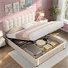 OLIVIBED Letto Imbottito 160x200 con Contenitore, Letto Matrimoniale con Testiera, Letto Contenitore per Adulti e Adolescenti, Struttura Letto con Rete a Doghe, Velluto, Senza Materasso, Beige
