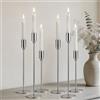 Filltown Set di 6 portacandele in argento con candelabri, 32/27/22 cm, portacandele in metallo decorativo vintage per camino, matrimoni, cene, compleanni, centri da tavolo, decorazioni per la casa
