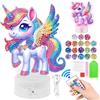 Homgaty Diamond Painting Kit Completo con Luce Notturna Bambini, Giochi Creativi per Bambine 5-12 Anni, 16 Colori LED Regolabile, Regalo per Natale/Compleanno Tanti Disegni (Unicorno)