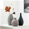 JXCBXJ Set di 3 Vaso in Ceramica,Vaso Deco Estetico Neutro Boho Scandinavo Vasi di Fiori Decorazione, arredamento moderno della fattoria,per soggiorno,tavolo,scaffale,ingresso (Morandi)