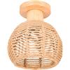 LIGKIN Lampada da soffitto vintage in rattan, E27 in legno intrecciato, Ø 20 cm, stile rustico, industriale, per camera da letto, soggiorno, corridoio