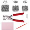 Funalix Set di 600 bottoni a pressione con pinza, set di attrezzi con fibbia a 5 artigli, per vestiti e fai da te, bottoni a pressione in metallo senza cuciture, colore: argento