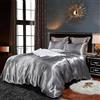 Homewish Set Copripiumino in Argento per Letto Matrimoniale in Seta Come Raso Set di Biancheria da Letto Estivo Reversibile ttrapunta in Poliestere Luna di Sexy di Lusso Arredamento Biancheria da Letto