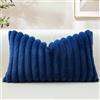 Sungeek 1 Pezzi Federe Cuscini 40x60 in Finta Pelliccia di Coniglio, Morbido Fodere per Cuscini Decorativi in Peluche a Righe in Velluto Copricuscini Cuscino per Divano Letto Soggiorno, Blu