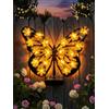 WANWEN Solar Butterfly Garden Wall Decor Light, Outdoor Metal Butterflies-flower Illuminated Fence Lamp, Waterproof Art Decorative LED Hanging Light for Garden Fence Patio Porch Yard (1PCS)