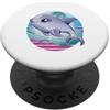 Simpatico design retrò dell'oceano con delfino PopSockets PopGrip Adesivo