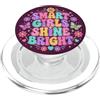 Back To School Outfits Smart Girls Shine Bright Retro Floral Butterfly Citazione PopSockets PopGrip per MagSafe