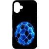 Soccer Ball Tees and Gifts Custodia per iPhone 16 Plus Blue Polygonal Soccer Ball Design