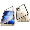 Jonwelsy Cover per iPhone 13 PRO, 360 Gradi Protezione Doppia Faccia Compatibile Magsafe Adsorbimento Magnetico Metallo Case Anteriore Vetro e Posteriore Matte PC Custodia per 13 PRO 6,1 (Oro)