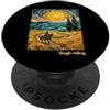 Gogh Rider Art Arte del paesaggio del cavaliere di cavallo in stile Van Gog PopSockets PopGrip Adesivo