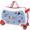 ITACA - Valigia Bambina Con Seduta Comoda Trolley Cavalcabile Con Ruote Girevoli Valigia Per Bambini Leggera Colorata Design Giocoso Viaggi Divertenti Per Piccoli, Blu