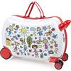 ITACA - Valigia Bambina Con Seduta Comoda Trolley Cavalcabile Con Ruote Girevoli Valigia Per Bambini Leggera Colorata Design Giocoso Viaggi Divertenti Per Piccoli, Matite