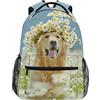 PRyLqKS Golden Retriever Dog Happy Daisy Flowers Zaini per ragazze ragazzi cuccioli animali scuola zaino per bambini studenti 43,2 cm, Golden Retriever Dog, Taglia unica