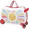 ITACA - Valigia Bambina Con Seduta Comoda Trolley Cavalcabile Con Ruote Girevoli Valigia Per Bambini Leggera Colorata Design Giocoso Viaggi Divertenti Per Piccoli, Giallo