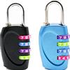 SagaSave Blocco password a 4 cifre, confezione da 2 lucchetti combinati con ruota colorata per bagagli, valigie, cassetti/porte dell'armadio (nero e blu)