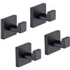 TASTOS Ganci per asciugamani da bagno, colore nero opaco, confezione da 4 ganci in acciaio inox, appendiabiti e appendiabiti, resistenti ganci da parete per bagno e cucina, stile moderno quadrato da