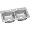Elkay Dayton D233194 Lavello da cucina a quattro fori in acciaio inox a doppia vasca da 83 x 48 cm, finitura satinata Elkay